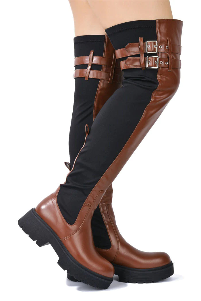 "Erin" Brown Thigh High Boots